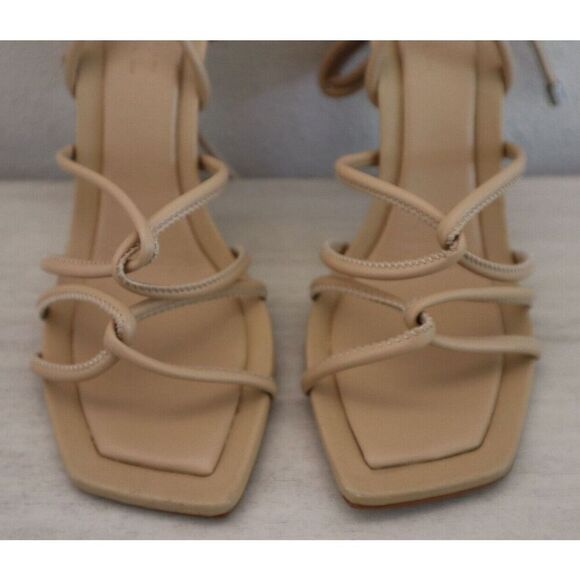 Schutz Women's Sz 8.5B Light Nude Strappy Leather Stiletto Sandals Heels - Picture 5 of 10